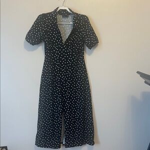 ASOS Black Midi Dress with White Polka Dots